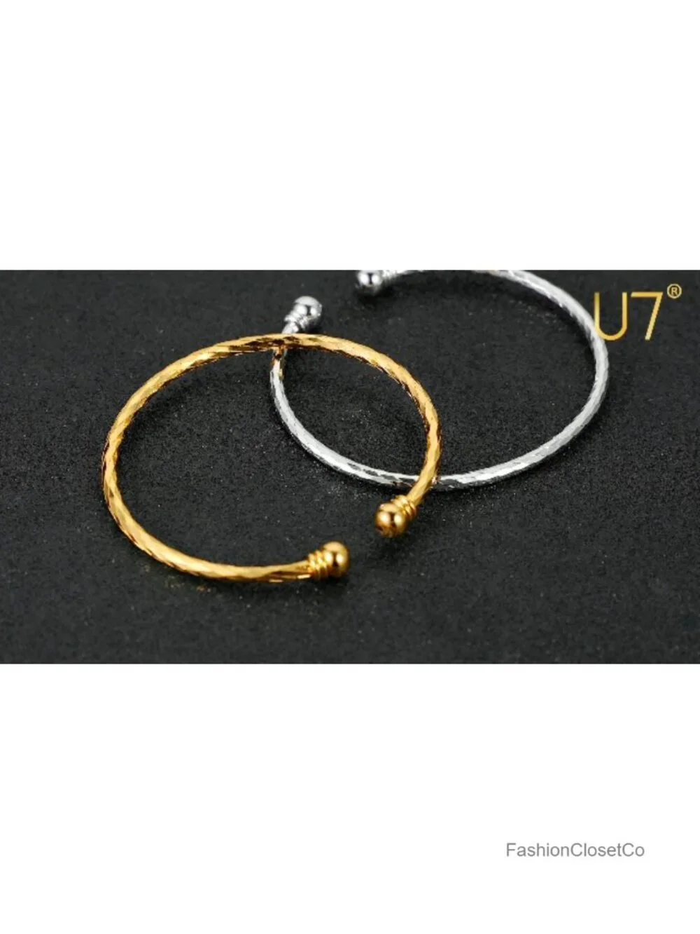 Platinum Plated Copper Cuff Bracelet Adjustable Open Bangle